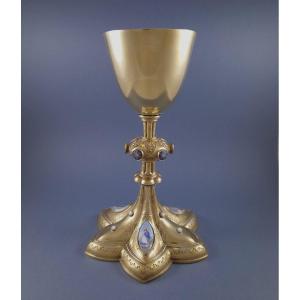 Chalice In Vermeil And Enamel - Solid Silver