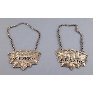 2 Sterling Silver Whisky And Brandy Decanter Labels