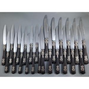 24 Ebony And Sterling Silver Knives