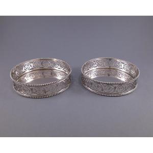 Pair Of Sterling Silver Bottle Coasters