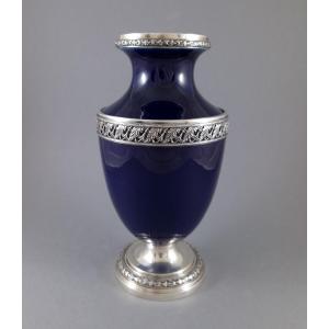 Porcelain And Sterling Silver Vase