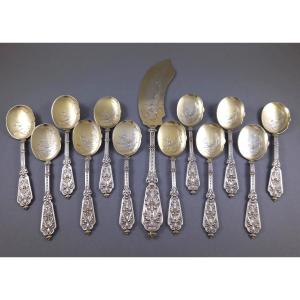 Puiforcat - Sterling Silver And Gilt Ice Cream Set