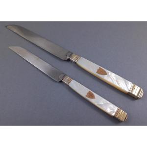 12 And 12 Knives In Mother-of-pearl, Vermeil And Rose Gold 