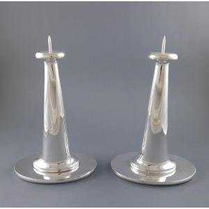 Pair Of Candlesticks In Sterling Silver