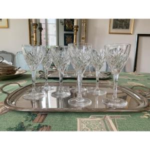 7 Water Glasses Chantilly Model Crystal Saint-louis