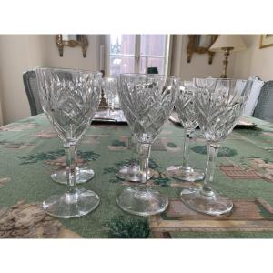4 Red Wine Glasses Chantilly Model Saint-louis Crystal Factory