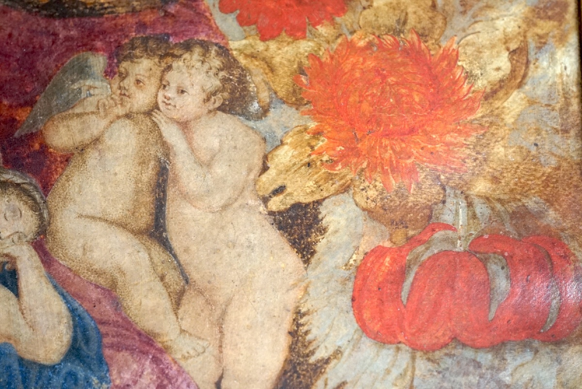 VENERE DORMIENTE CON PUTTI IN UNA GHIRLANDA FLOREALE-photo-2