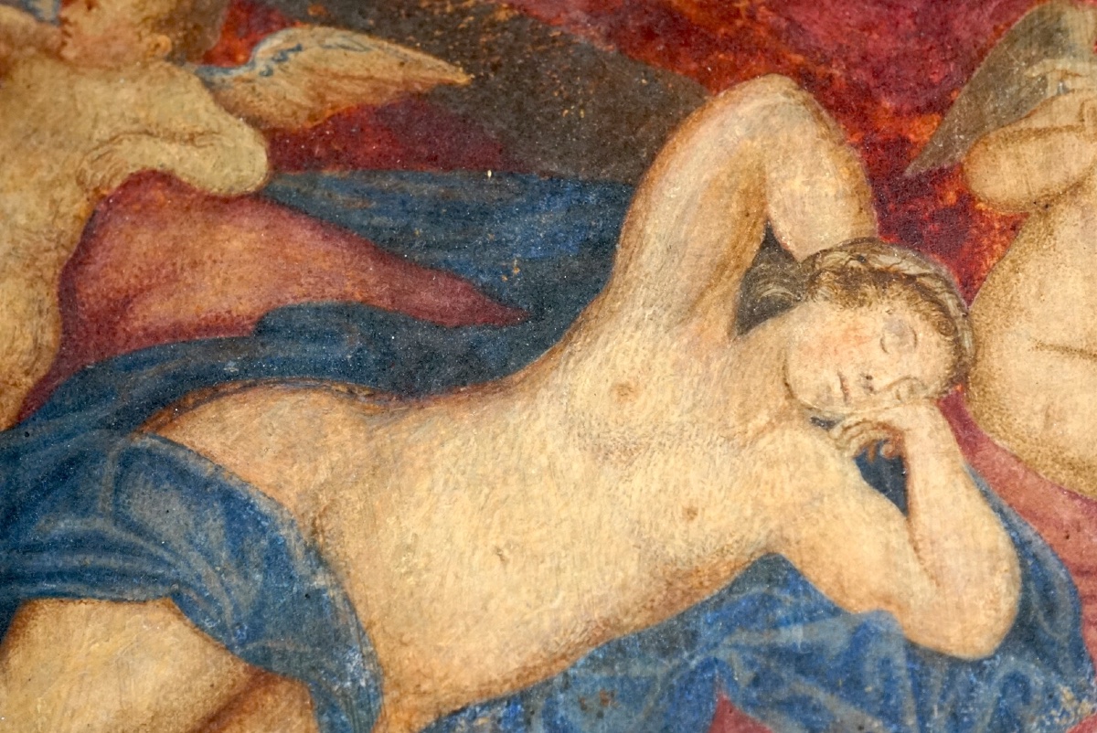 VENERE DORMIENTE CON PUTTI IN UNA GHIRLANDA FLOREALE-photo-3
