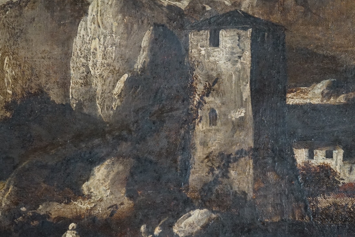 Paesaggio Alpino con Fortezza e Viandanti – Attribuibile ad Antonio Ciocio -photo-3