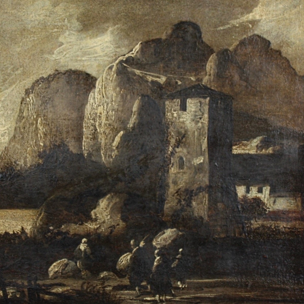 Paesaggio Alpino con Fortezza e Viandanti – Attribuibile ad Antonio Ciocio -photo-4