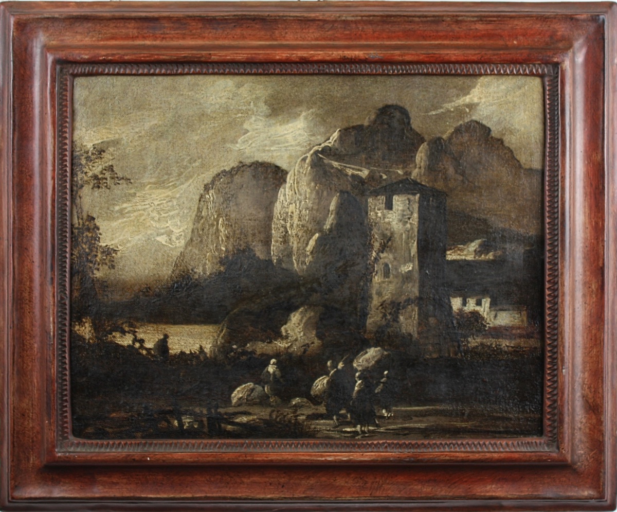 Paesaggio Alpino con Fortezza e Viandanti – Attribuibile ad Antonio Ciocio -photo-5