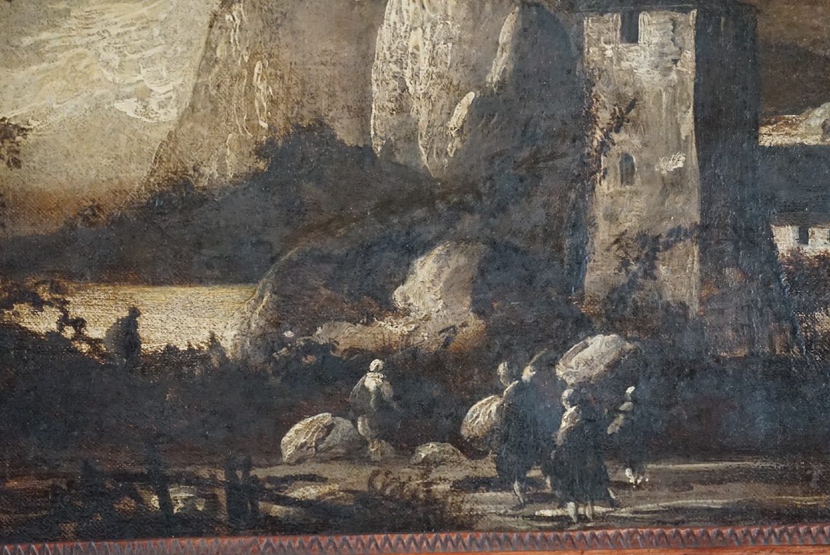 Paesaggio Alpino con Fortezza e Viandanti – Attribuibile ad Antonio Ciocio -photo-6