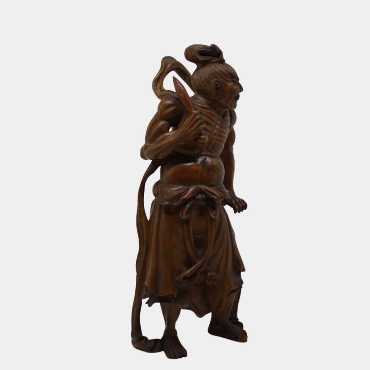 Rara Coppia di Sculture in Legno di Bosso raffiguranti i Kongōrikishi (Niō)-photo-1