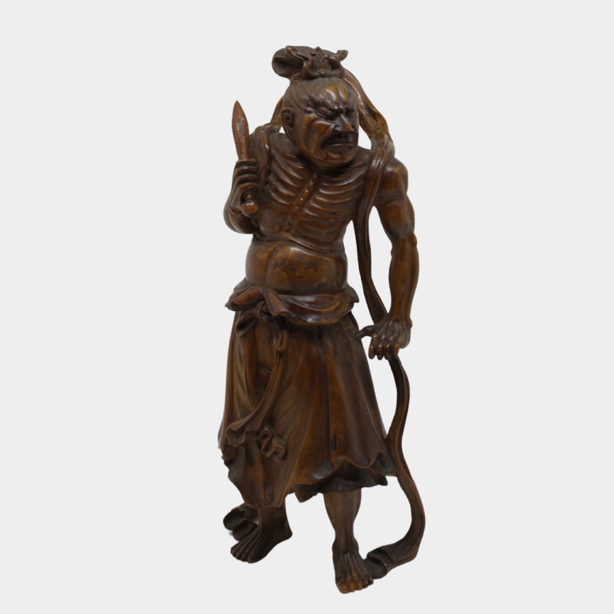 Rara Coppia di Sculture in Legno di Bosso raffiguranti i Kongōrikishi (Niō)-photo-2