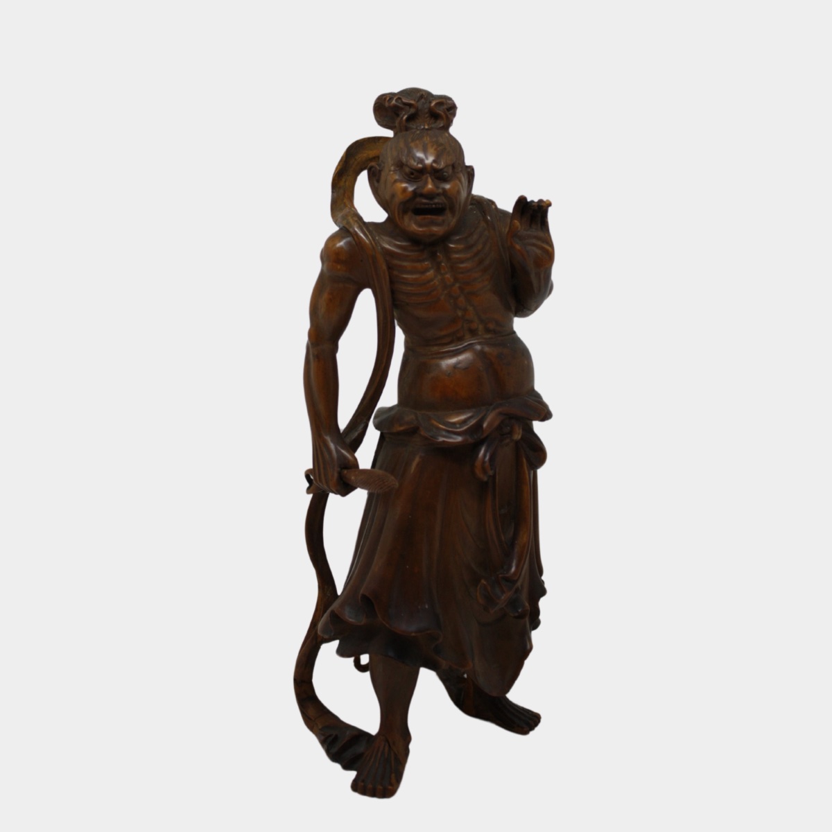 Rara Coppia di Sculture in Legno di Bosso raffiguranti i Kongōrikishi (Niō)-photo-3