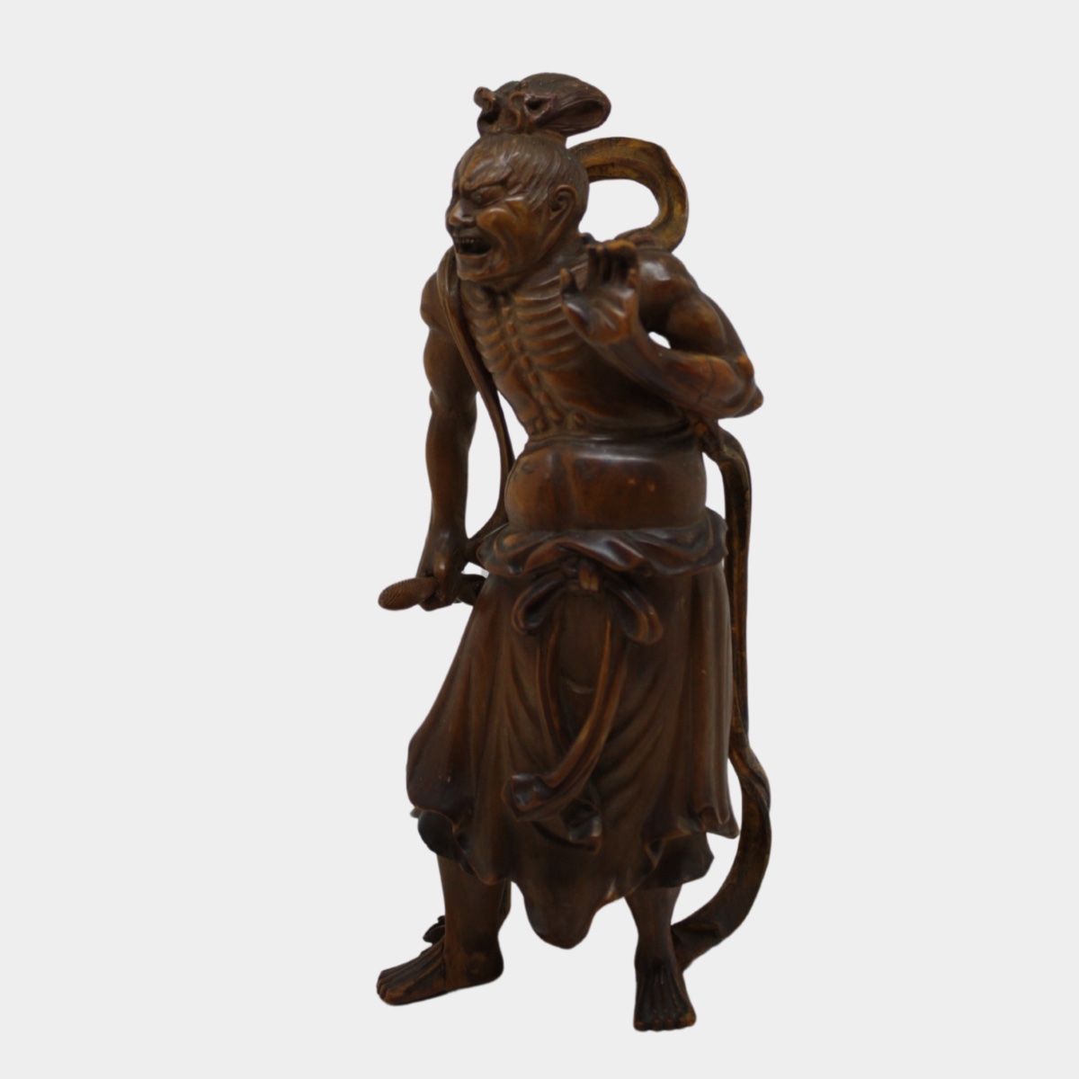 Rara Coppia di Sculture in Legno di Bosso raffiguranti i Kongōrikishi (Niō)-photo-4