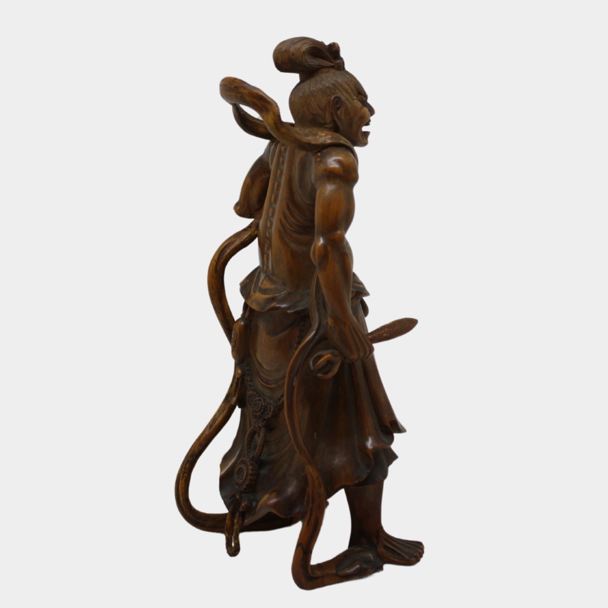 Rara Coppia di Sculture in Legno di Bosso raffiguranti i Kongōrikishi (Niō)-photo-7