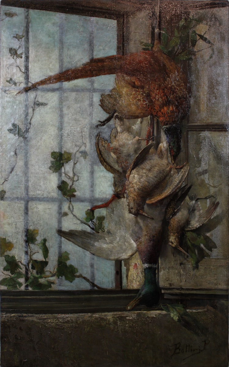 Grande Natura Morta con Cacciagione   Pompeo Bottini (1873-195