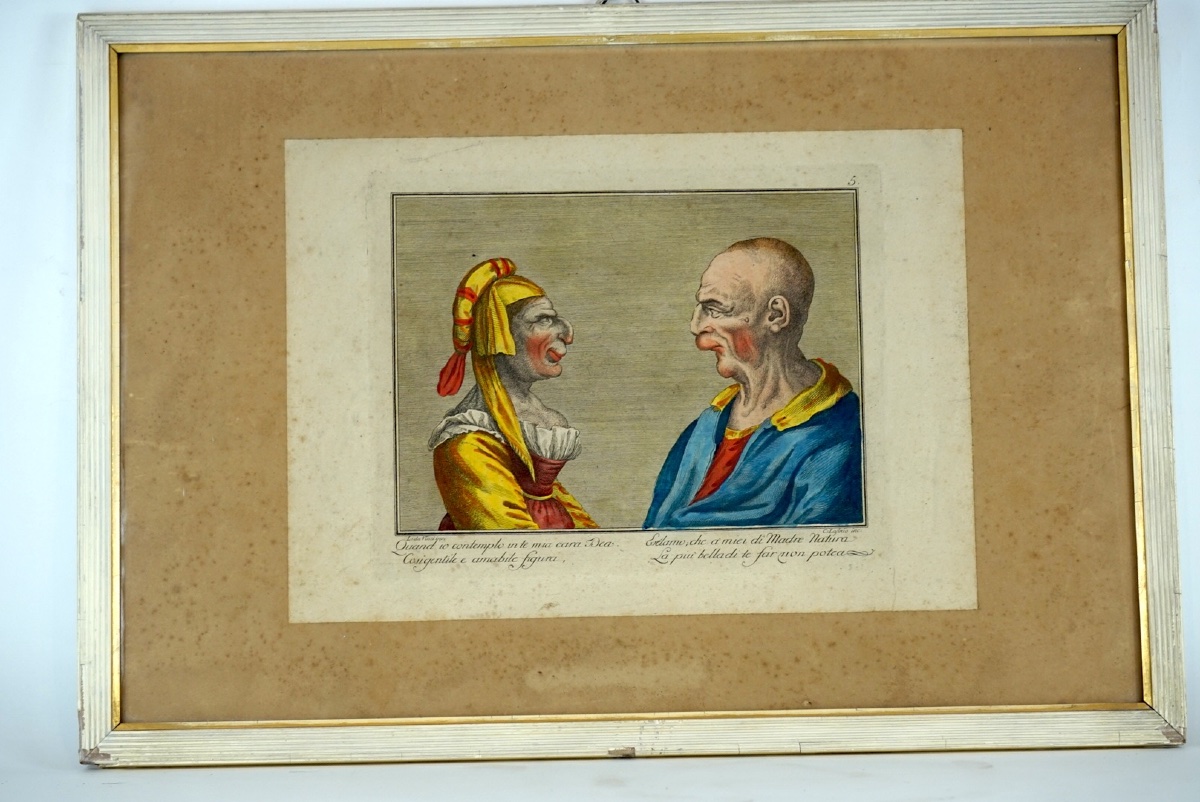 Rara serie di 4 Caricature Grottesche da Leonardo da Vinci – Carlo Lasinio (1759-1838) – -photo-2