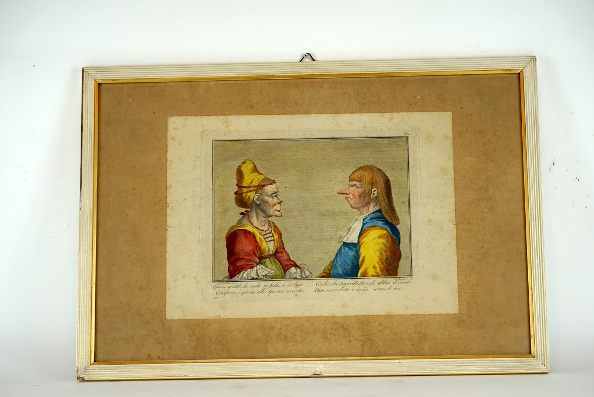 Rara serie di 4 Caricature Grottesche da Leonardo da Vinci – Carlo Lasinio (1759-1838) – -photo-3