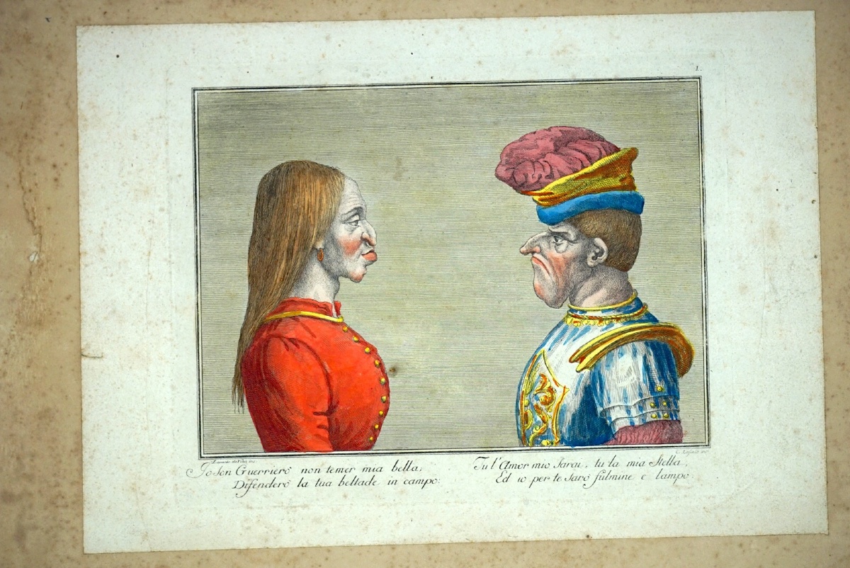 Rara serie di 4 Caricature Grottesche da Leonardo da Vinci – Carlo Lasinio (1759-1838) – -photo-4