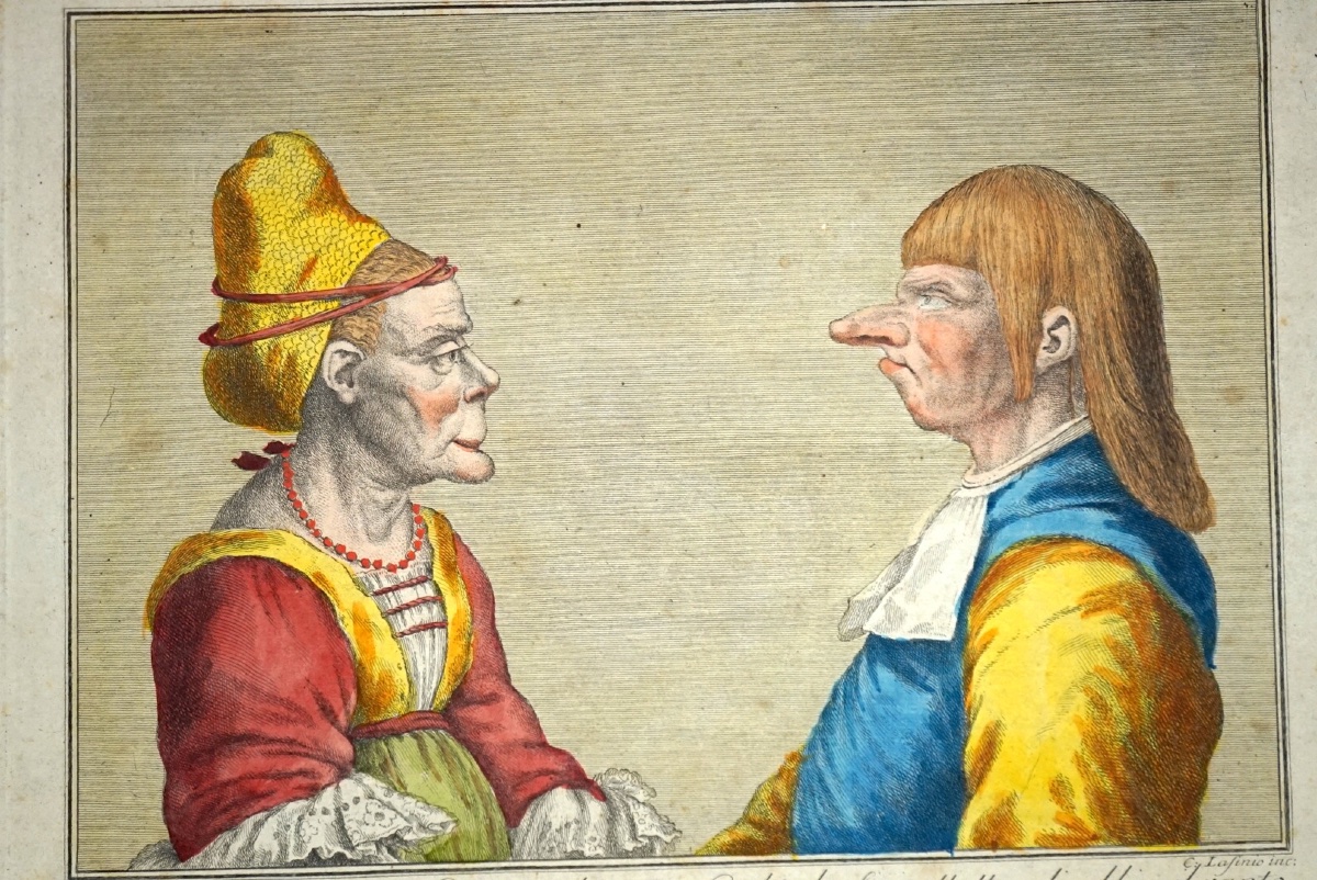 Rara serie di 4 Caricature Grottesche da Leonardo da Vinci – Carlo Lasinio (1759-1838) – -photo-1