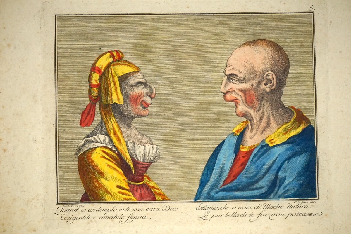 Rara serie di 4 Caricature Grottesche da Leonardo da Vinci – Carlo Lasinio (1759-1838) – -photo-3