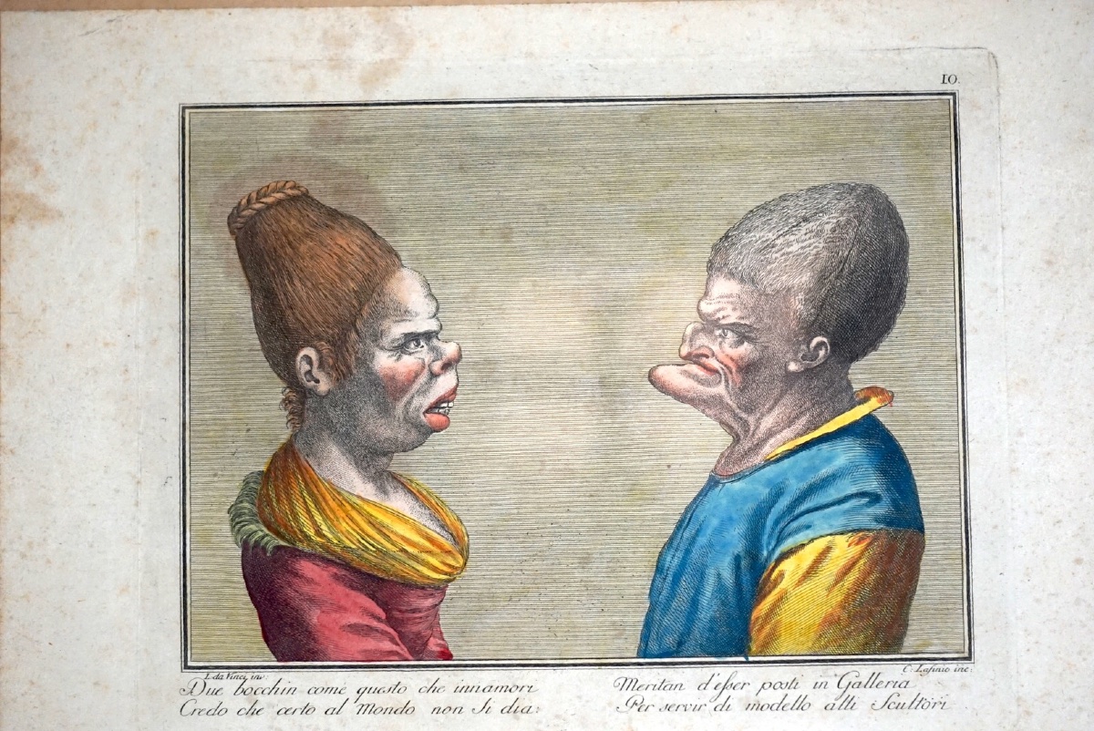 Rara serie di 4 Caricature Grottesche da Leonardo da Vinci – Carlo Lasinio (1759-1838) – 