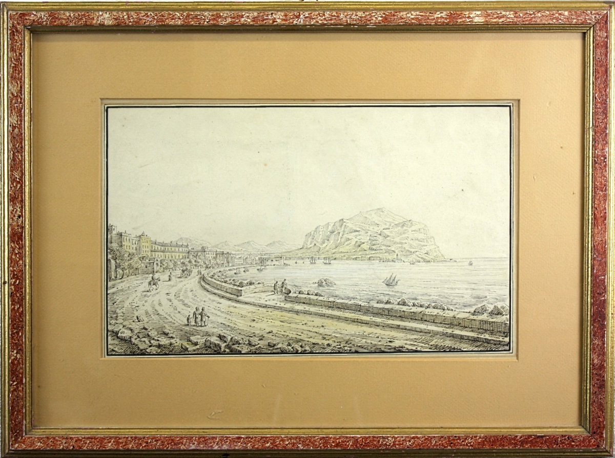 Coppia di vedute siciliane del Grand Tour -Antonio Senape (Roma, 1788 – Napoli, 1850)  -photo-2