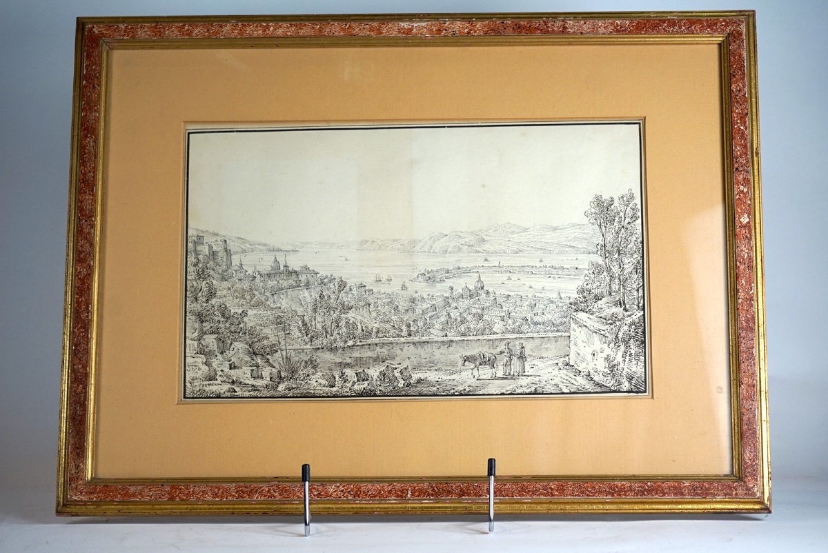 Coppia di vedute siciliane del Grand Tour -Antonio Senape (Roma, 1788 – Napoli, 1850)  -photo-1
