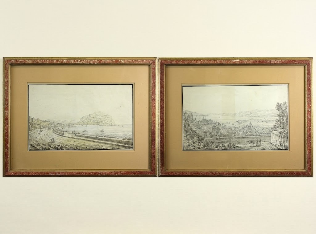 Coppia di vedute siciliane del Grand Tour -Antonio Senape (Roma, 1788 – Napoli, 1850)  
