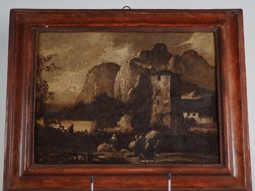 Paesaggio alpino con fortezza e viandanti – Attribuibile ad Antonio Cioci  (Pieno XVIII secolo)-photo-2