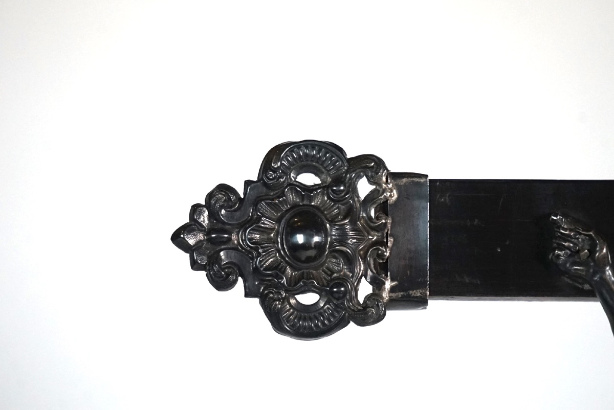 Raro Crocifisso Monumentale da Altare o Oratorio (XVIII-XIX Secolo) – Legno Ebanizzato e Metal-photo-1