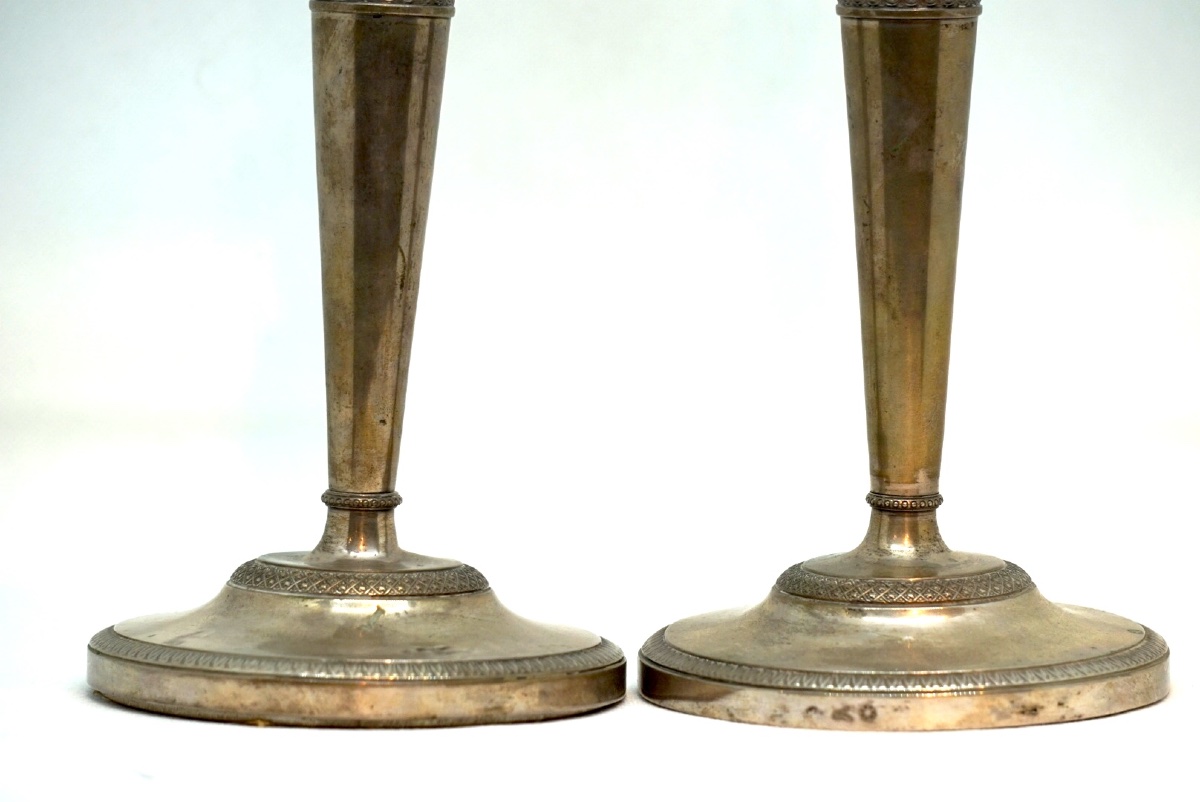 Coppia di Candelieri in Argento Massiccio Milano, 1820 circa – Bottega Fratelli Scavini-photo-3