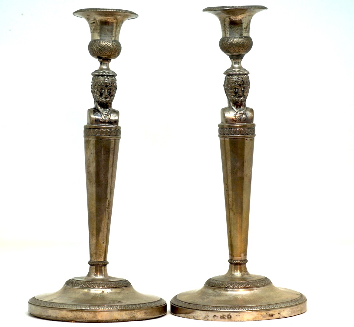 Coppia di Candelieri in Argento Massiccio Milano, 1820 circa – Bottega Fratelli Scavini