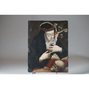 Santa Caterina da Siena. Olio su rame. 