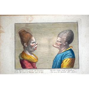 Rara serie di 4 Caricature Grottesche da Leonardo da Vinci – Carlo Lasinio (1759-1838) – 