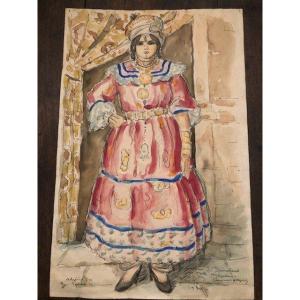 Aquarelle Orientaliste 1930