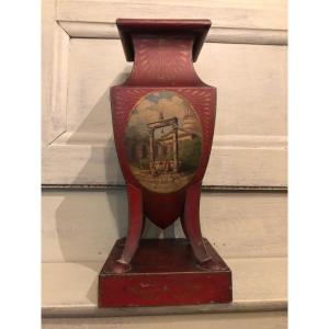 Vase In Lacquered Sheet Metal Restoration Period