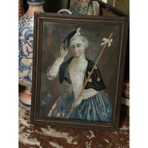 Gallant Portrait Fixed Under Glass From The 18th Century