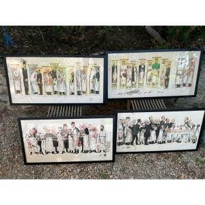 Set Of Four Lithographs By Adrien Barrère