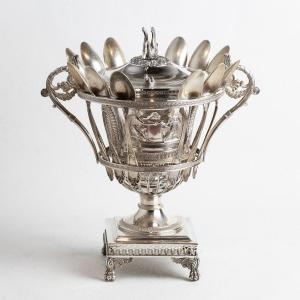 Empire Style Jam Bowl With Twelve Spoons