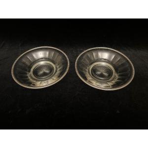 Two Glass And Silver Plates