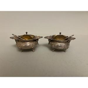 Pair Of Silver Salt Cellars By Boin Taburet