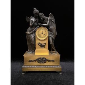 An Important Empire Bronze Clock With Psyche And Cupid 