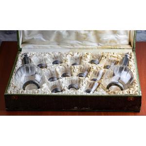 Box With Crystal And Silver Liquor Service