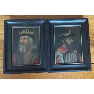 Pair Of Copper Paintings "portraits"