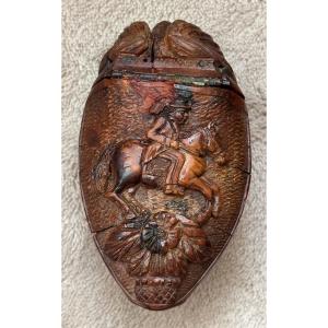 Corozo Snuffbox Carved With 19th Century Characters
