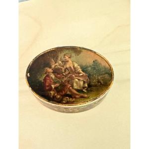 Silver Box Decorated With A Miniature