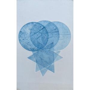 Pol Bury Small Etching Color 1972 Unsigned, Abstraction 